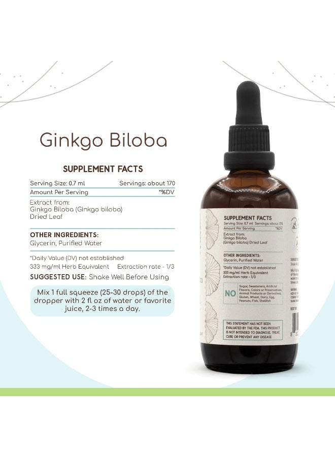 HerbEra Ginkgo Biloba B120 Alcohol-Free Herbal Extract Tincture, Super-Concentrated Ginkgo Biloba (Ginkgo Biloba) Dried Leaf 4 fl oz - Image 3